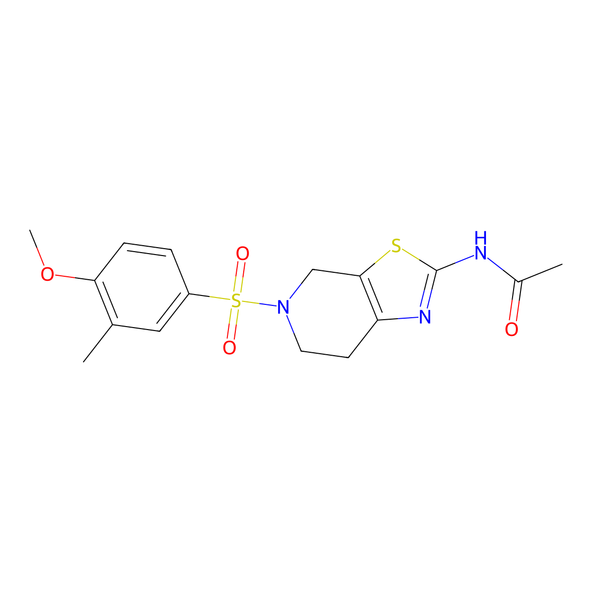N-(5-((4-methoxy-3-methylphenyl)sulfonyl)-4,5,6,7-tetrahydrothiazolo[5,4-c]pyridin-2-yl)acetamide molecular structure, CAS 1351595-34-0