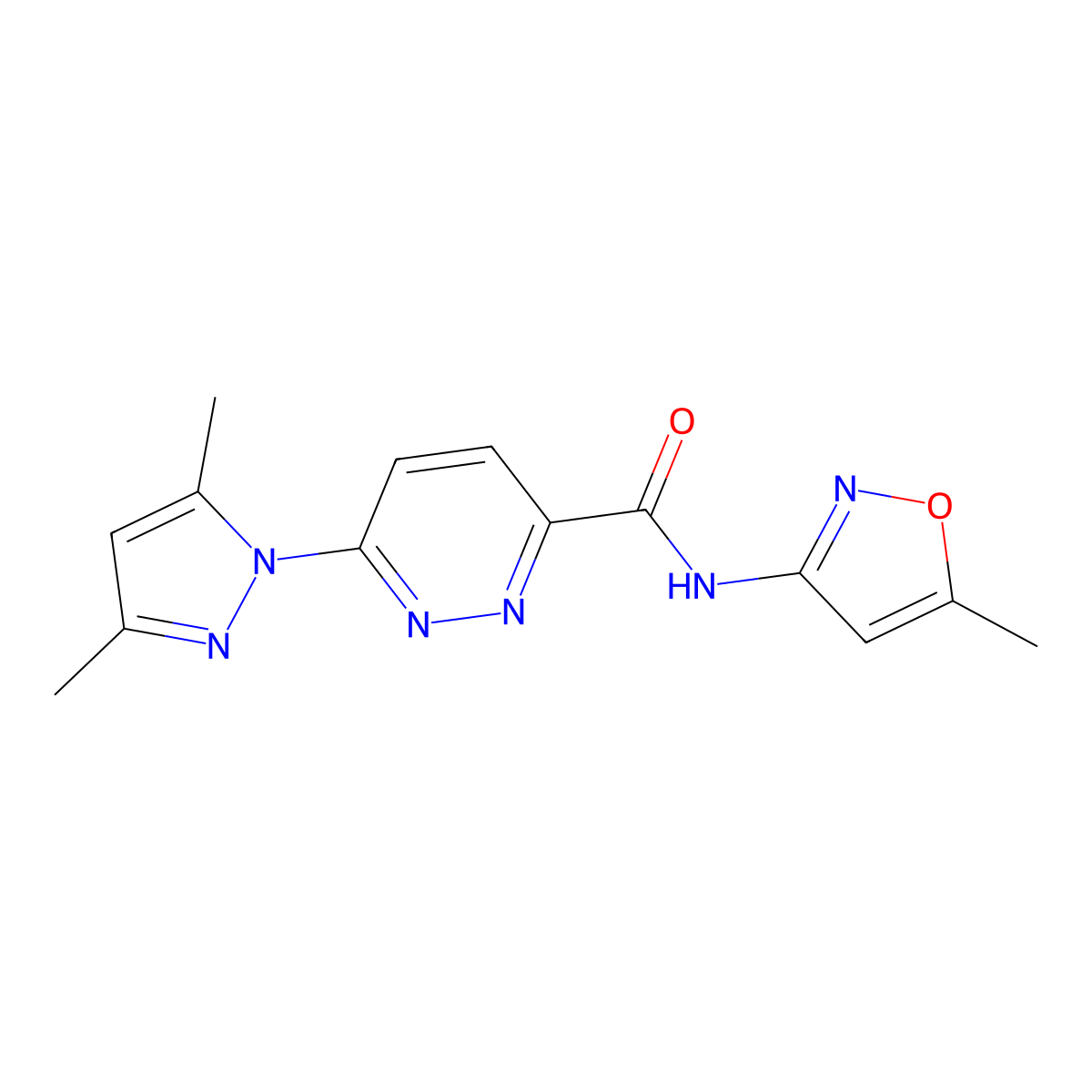 6-(3,5-dimethyl-1H-pyrazol-1-yl)-N-(5-methylisoxazol-3-yl)pyridazine-3-carboxamide molecular structure, CAS 1351595-37-3