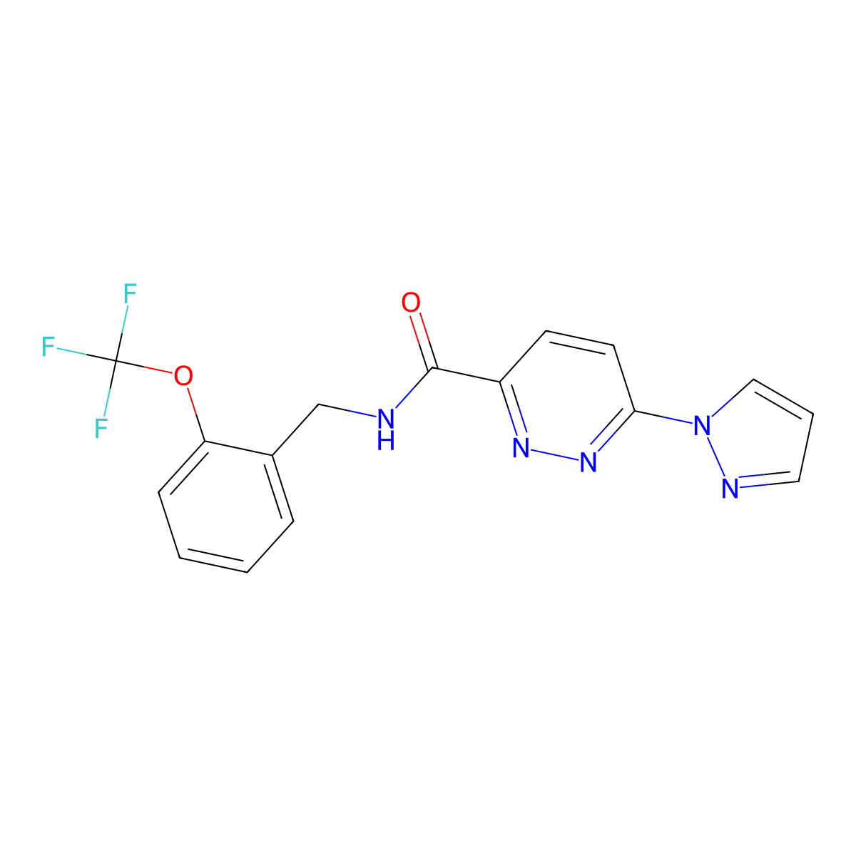 6-(1H-pyrazol-1-yl)-N-(2-(trifluoromethoxy)benzyl)pyridazine-3-carboxamide molecular structure, CAS 1351595-39-5