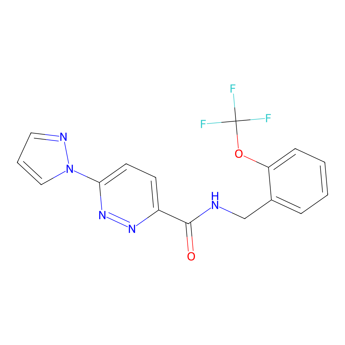 6-(1H-pyrazol-1-yl)-N-(2-(trifluoromethoxy)benzyl)pyridazine-3-carboxamide molecular structure, CAS 1351595-39-5
