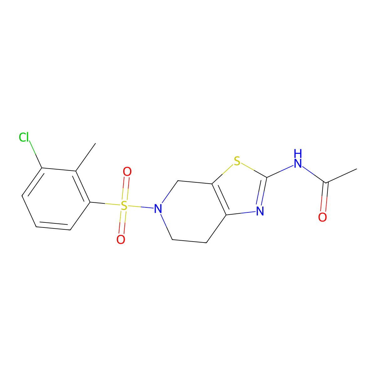 N-(5-((3-chloro-2-methylphenyl)sulfonyl)-4,5,6,7-tetrahydrothiazolo[5,4-c]pyridin-2-yl)acetamide molecular structure, CAS 1351595-44-2