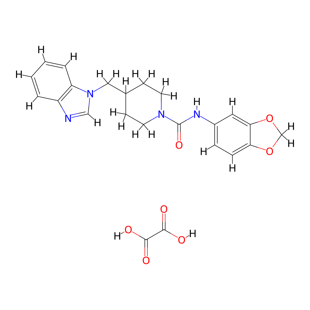 4-((1H-benzo[d]imidazol-1-yl)methyl)-N-(benzo[d][1,3]dioxol-5-yl)piperidine-1-carboxamide oxalate molecular structure, CAS 1351595-47-5