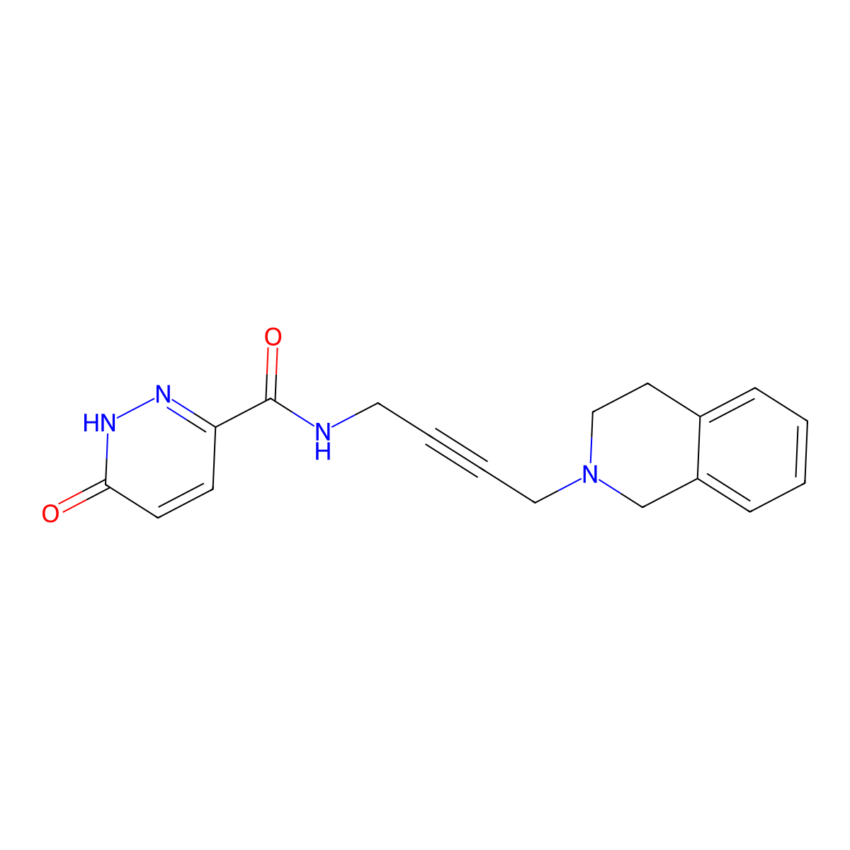 N-(4-(3,4-dihydroisoquinolin-2(1H)-yl)but-2-yn-1-yl)-6-oxo-1,6-dihydropyridazine-3-carboxamide molecular structure, CAS 1351595-62-4