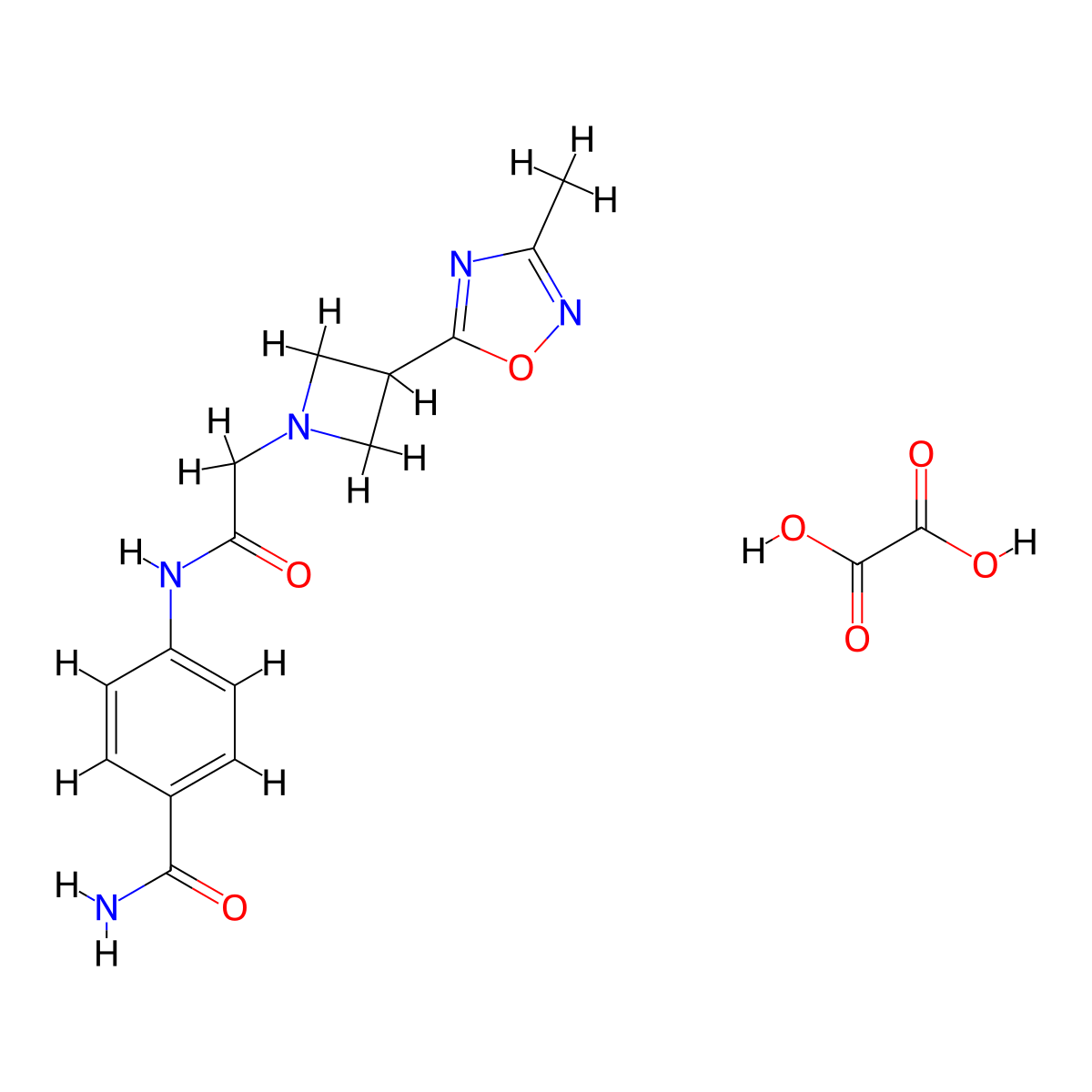 4-(2-(3-(3-Methyl-1,2,4-oxadiazol-5-yl)azetidin-1-yl)acetamido)benzamide oxalate molecular structure, CAS 1351595-67-9