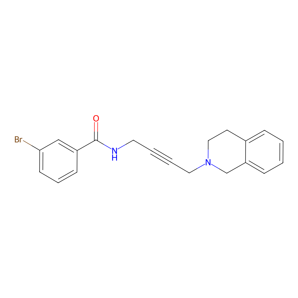 3-bromo-N-(4-(3,4-dihydroisoquinolin-2(1H)-yl)but-2-yn-1-yl)benzamide molecular structure, CAS 1351595-72-6