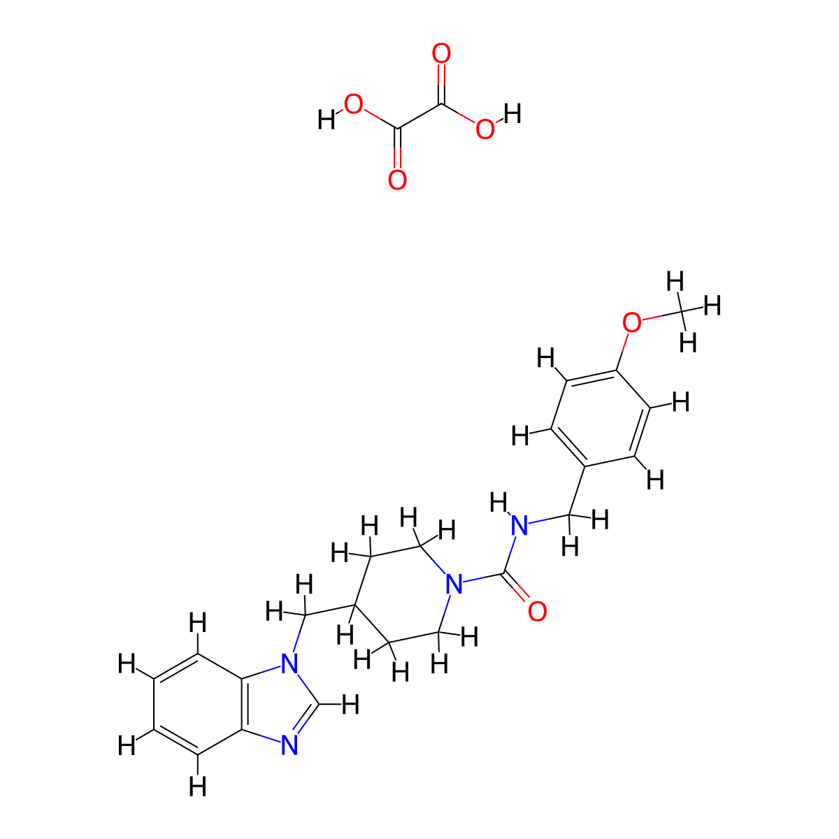 4-((1H-benzo[d]imidazol-1-yl)methyl)-N-(4-methoxybenzyl)piperidine-1-carboxamide oxalate molecular structure, CAS 1351595-73-7