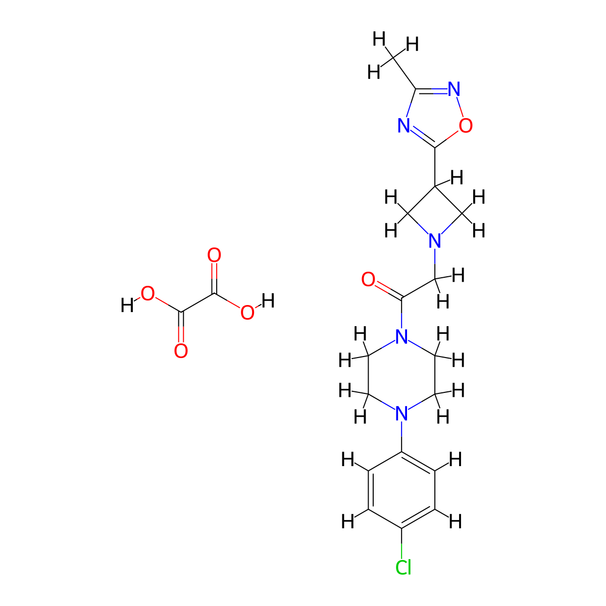 1-(4-(4-Chlorophenyl)piperazin-1-yl)-2-(3-(3-methyl-1,2,4-oxadiazol-5-yl)azetidin-1-yl)ethanone oxalate molecular structure, CAS 1351596-05-8