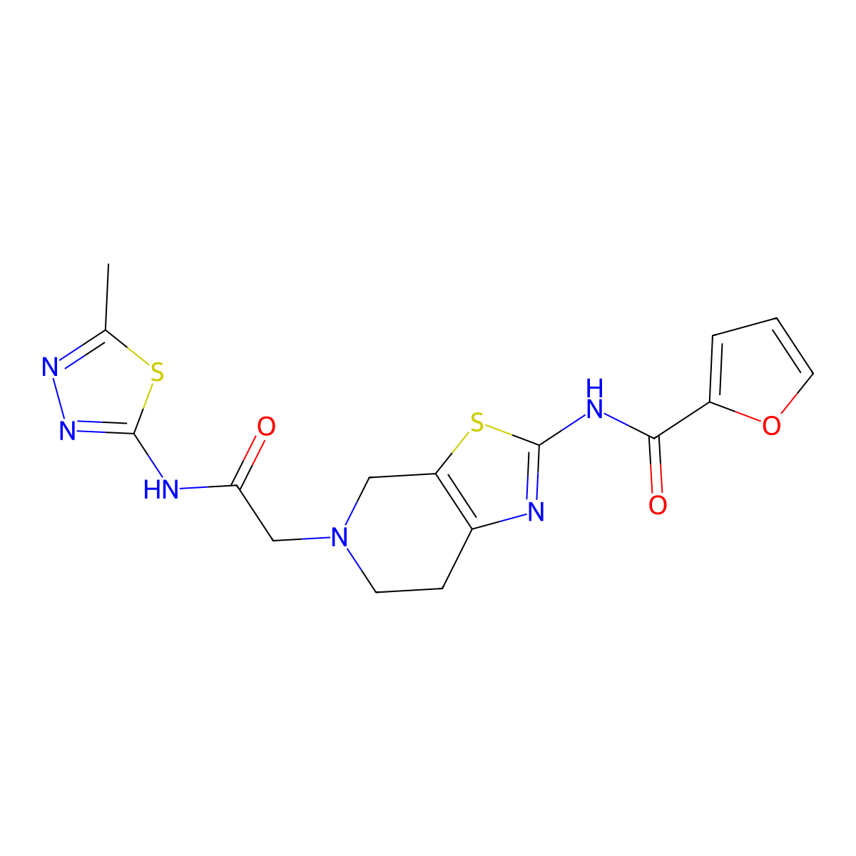 N-(5-(2-((5-methyl-1,3,4-thiadiazol-2-yl)amino)-2-oxoethyl)-4,5,6,7-tetrahydrothiazolo[5,4-c]pyridin-2-yl)furan-2-carboxamide molecular structure, CAS 1351596-07-0