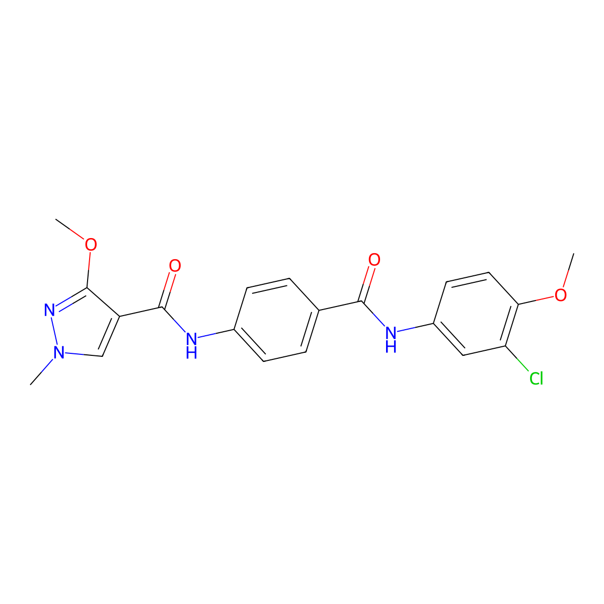 N-(4-((3-chloro-4-methoxyphenyl)carbamoyl)phenyl)-3-methoxy-1-methyl-1H-pyrazole-4-carboxamide molecular structure, CAS 1351596-08-1
