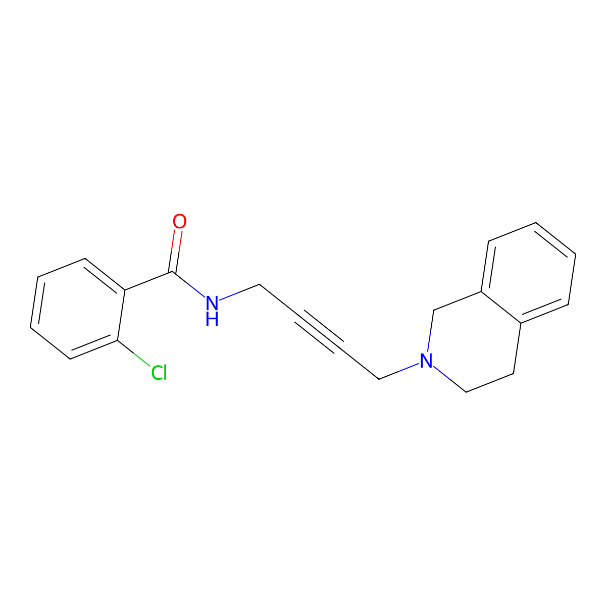 2-chloro-N-(4-(3,4-dihydroisoquinolin-2(1H)-yl)but-2-yn-1-yl)benzamide molecular structure, CAS 1351596-11-6