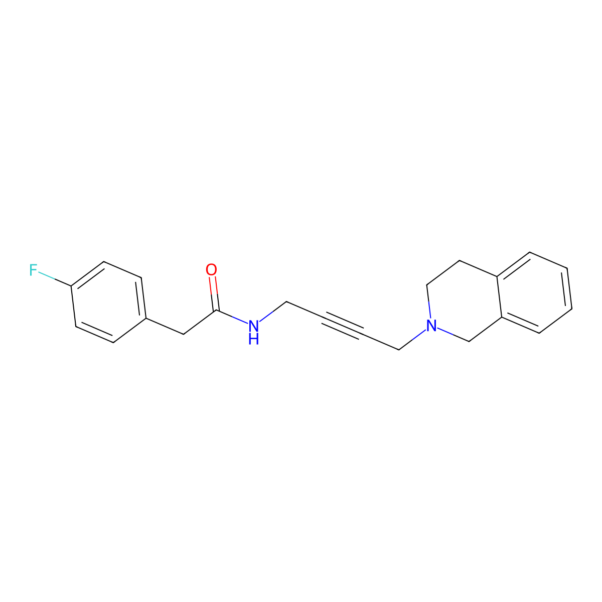 N-(4-(3,4-dihydroisoquinolin-2(1H)-yl)but-2-yn-1-yl)-2-(4-fluorophenyl)acetamide molecular structure, CAS 1351596-18-3