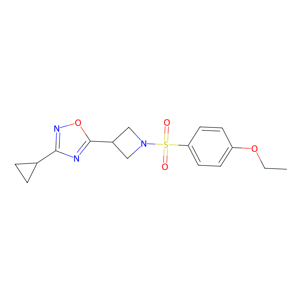 3-Cyclopropyl-5-(1-((4-ethoxyphenyl)sulfonyl)azetidin-3-yl)-1,2,4-oxadiazole molecular structure, CAS 1351596-19-4
