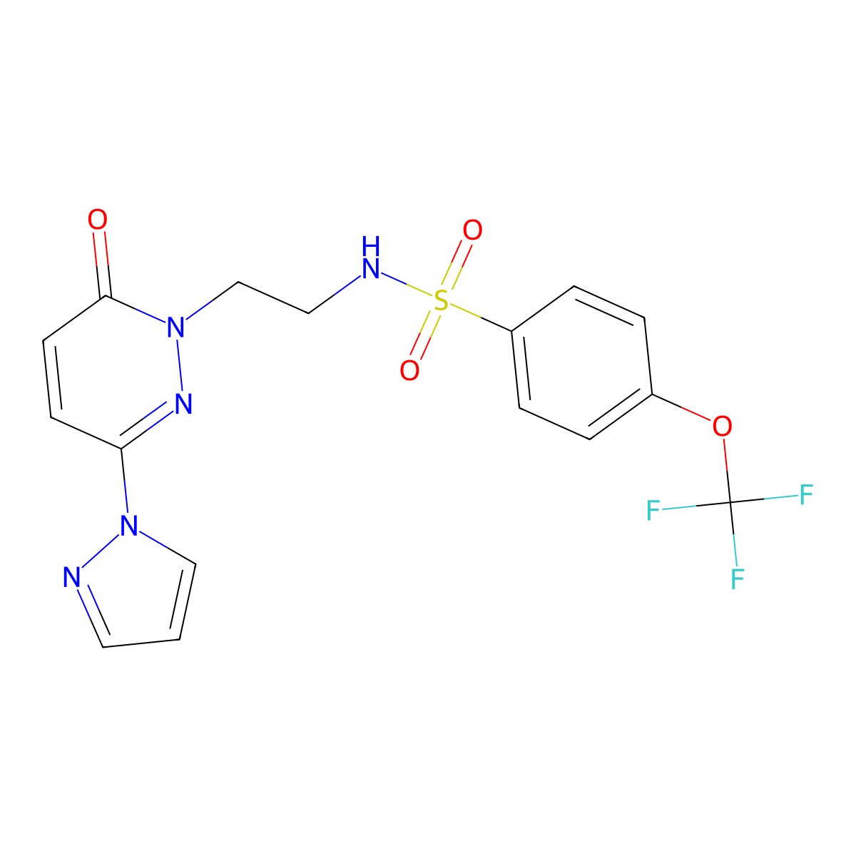 N-(2-(6-oxo-3-(1H-pyrazol-1-yl)pyridazin-1(6H)-yl)ethyl)-4-(trifluoromethoxy)benzenesulfonamide molecular structure, CAS 1351596-22-9
