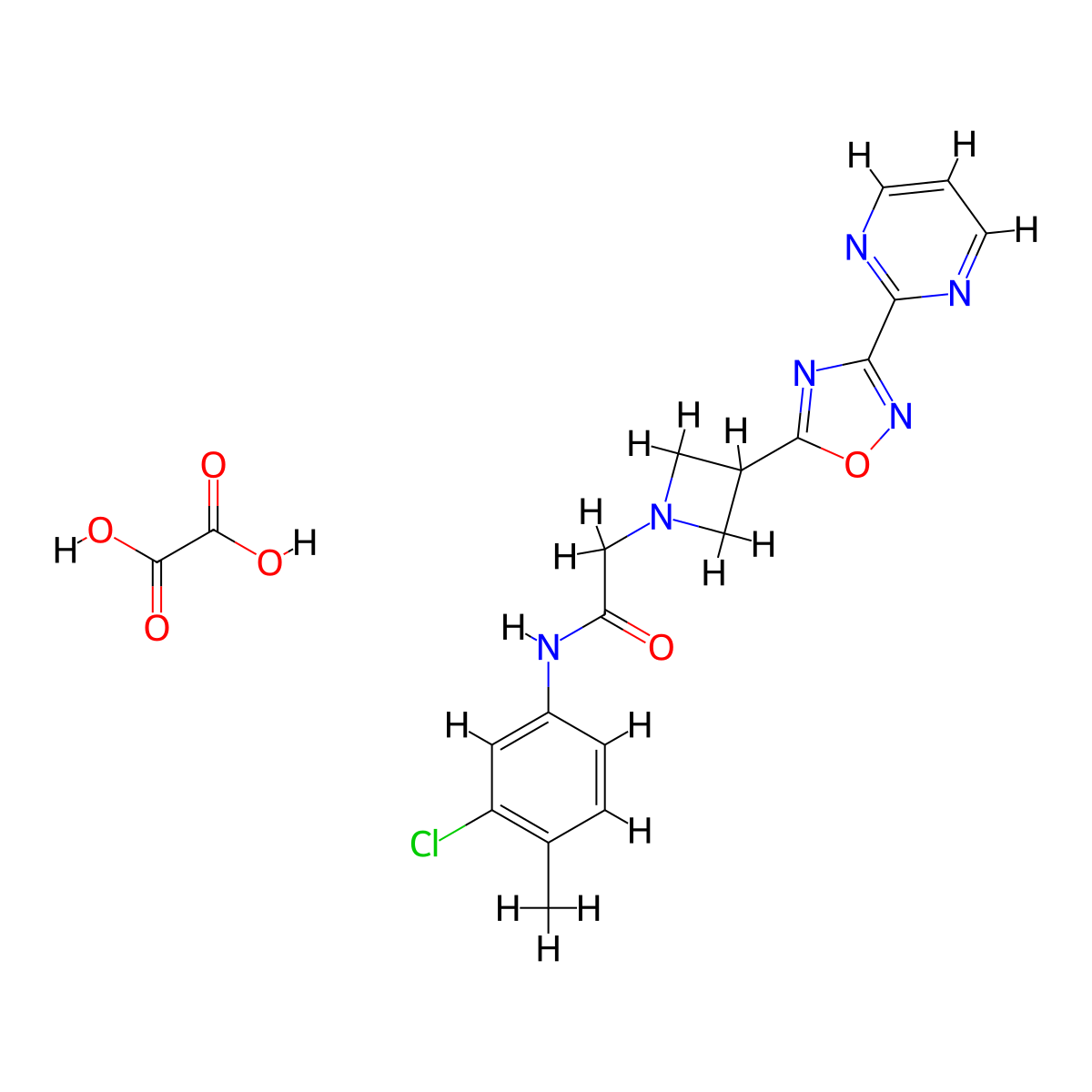 N-(3-chloro-4-methylphenyl)-2-(3-(3-(pyrimidin-2-yl)-1,2,4-oxadiazol-5-yl)azetidin-1-yl)acetamide oxalate molecular structure, CAS 1351596-25-2
