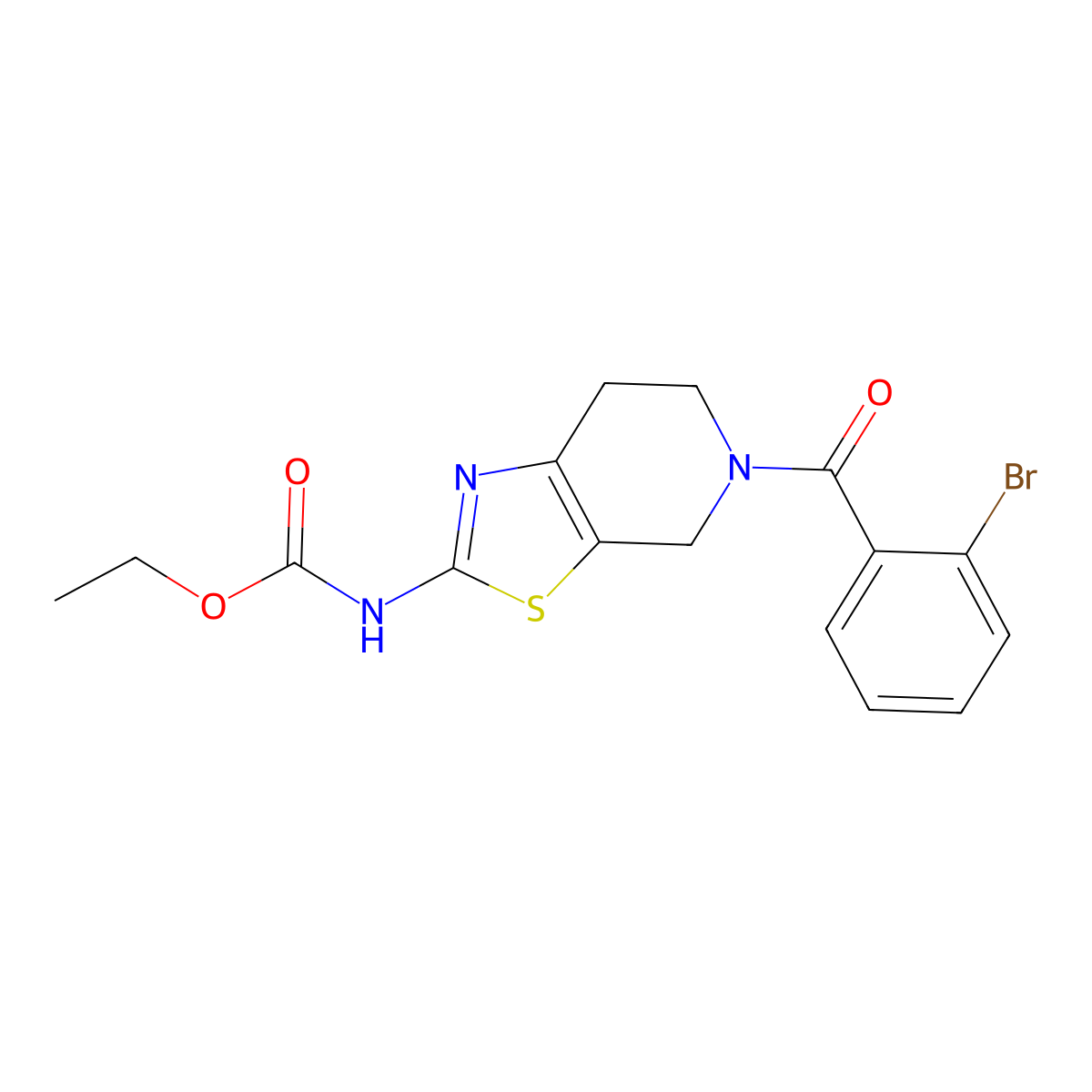 Ethyl (5-(2-bromobenzoyl)-4,5,6,7-tetrahydrothiazolo[5,4-c]pyridin-2-yl)carbamate molecular structure, CAS 1351596-29-6