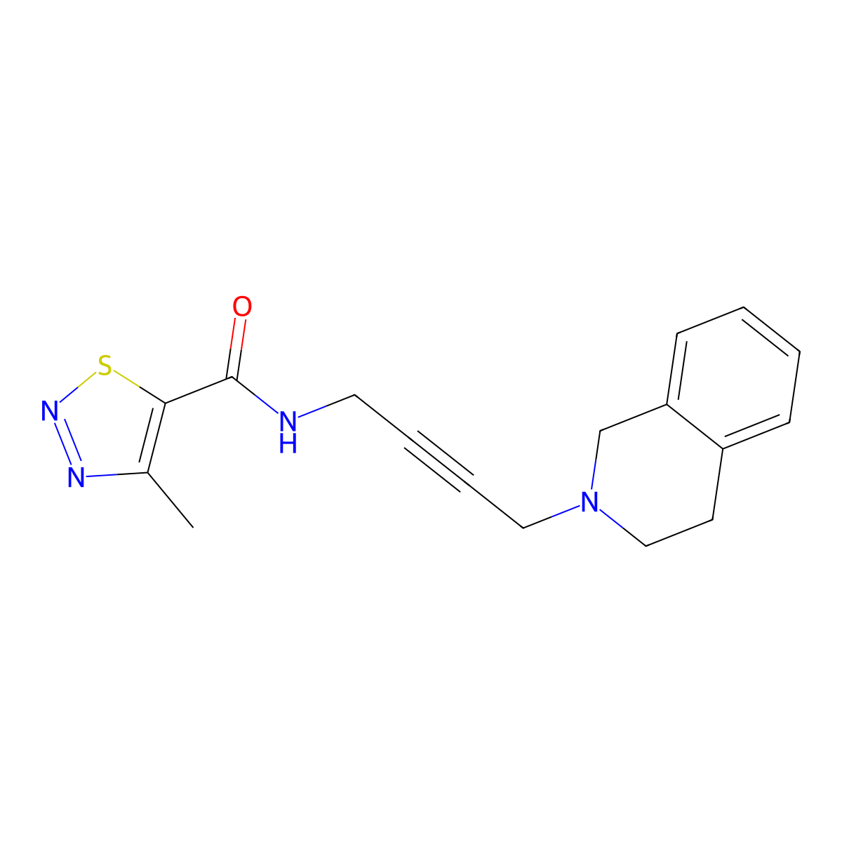 N-(4-(3,4-dihydroisoquinolin-2(1H)-yl)but-2-yn-1-yl)-4-methyl-1,2,3-thiadiazole-5-carboxamide molecular structure, CAS 1351596-30-9
