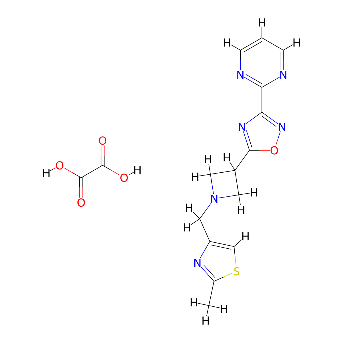5-(1-((2-Methylthiazol-4-yl)methyl)azetidin-3-yl)-3-(pyrimidin-2-yl)-1,2,4-oxadiazole oxalate molecular structure, CAS 1351596-31-0