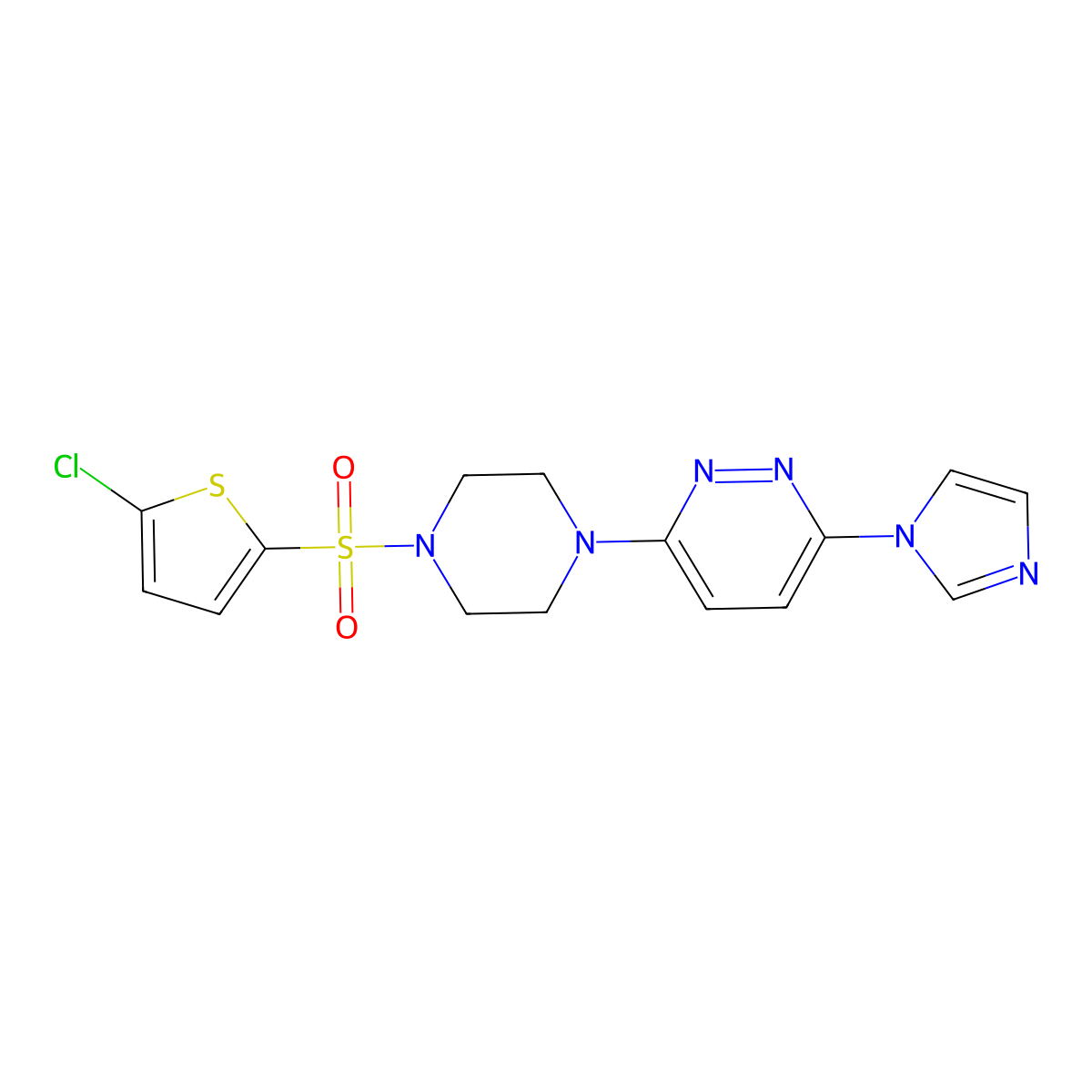 3-(4-((5-chlorothiophen-2-yl)sulfonyl)piperazin-1-yl)-6-(1H-imidazol-1-yl)pyridazine molecular structure, CAS 1351596-37-6