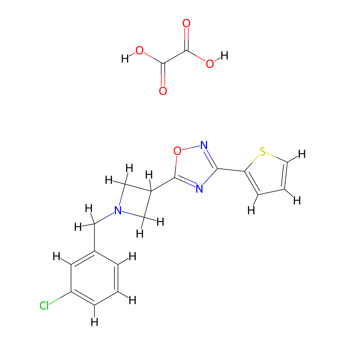 5-(1-(3-Chlorobenzyl)azetidin-3-yl)-3-(thiophen-2-yl)-1,2,4-oxadiazole oxalate molecular structure, CAS 1351596-38-7