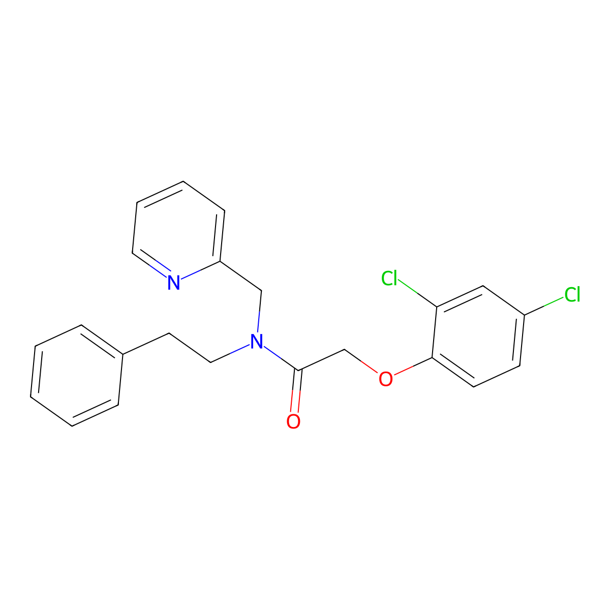 2-(2,4-dichlorophenoxy)-N-phenethyl-N-(pyridin-2-ylmethyl)acetamide molecular structure, CAS 1351596-39-8