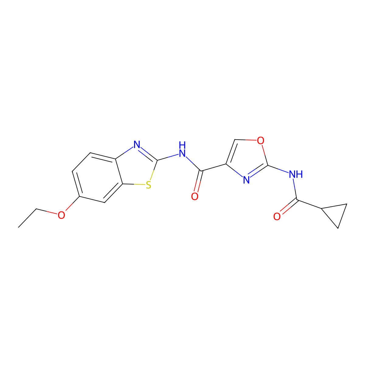 2-(cyclopropanecarboxamido)-N-(6-ethoxybenzo[d]thiazol-2-yl)oxazole-4-carboxamide molecular structure, CAS 1351596-40-1