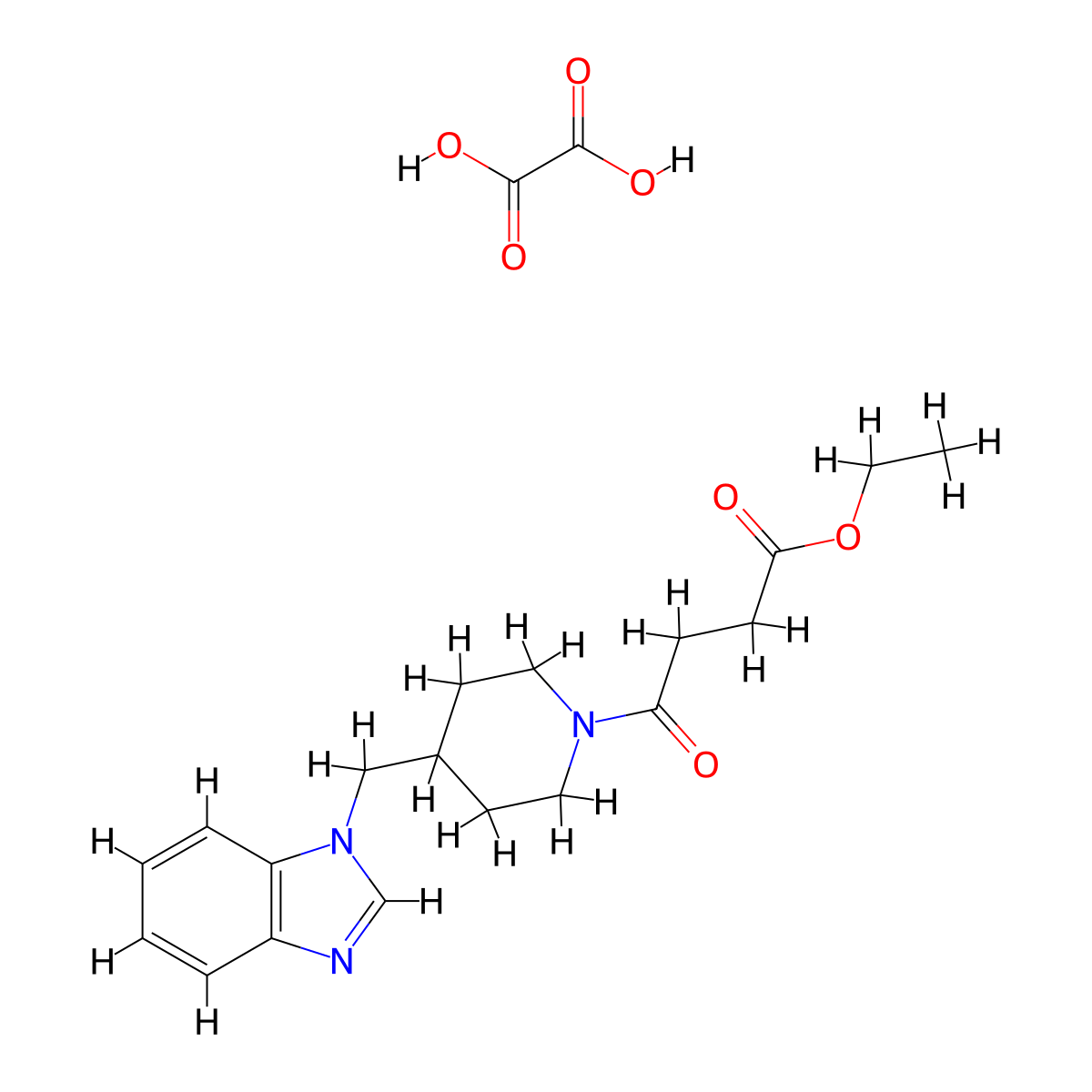 ethyl 4-(4-((1H-benzo[d]imidazol-1-yl)methyl)piperidin-1-yl)-4-oxobutanoate oxalate molecular structure, CAS 1351596-44-5