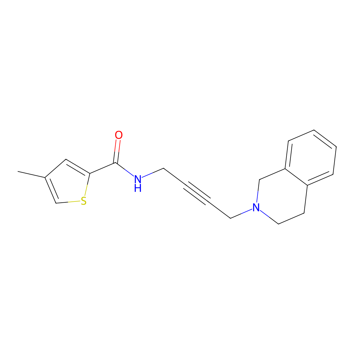 N-(4-(3,4-dihydroisoquinolin-2(1H)-yl)but-2-yn-1-yl)-4-methylthiophene-2-carboxamide molecular structure, CAS 1351596-47-8