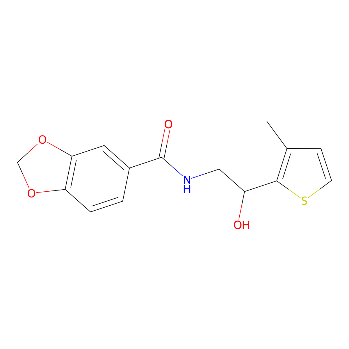 N-(2-hydroxy-2-(3-methylthiophen-2-yl)ethyl)benzo[d][1,3]dioxole-5-carboxamide molecular structure, CAS 1351596-48-9
