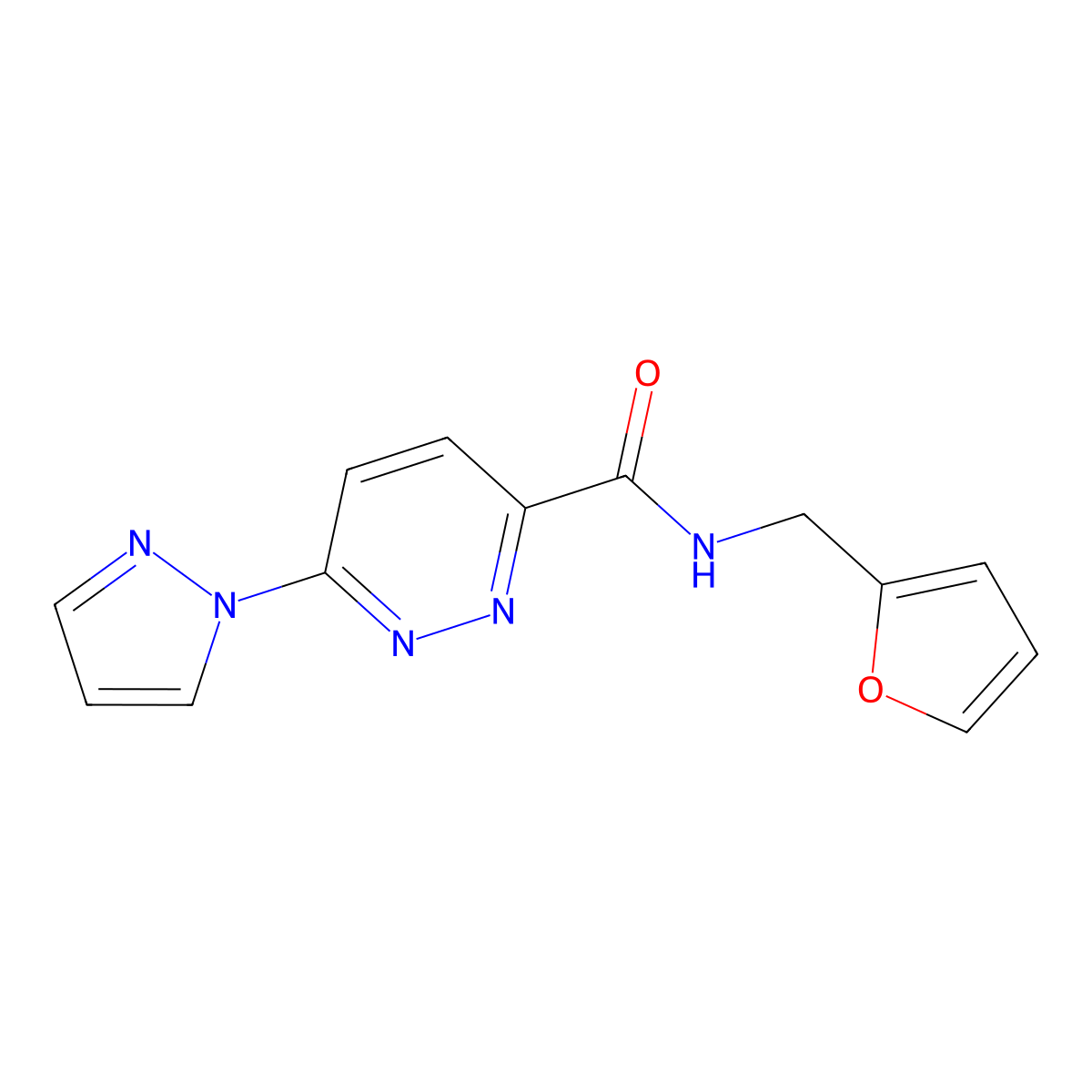N-[(furan-2-yl)methyl]-6-(1H-pyrazol-1-yl)pyridazine-3-carboxamide molecular structure, CAS 1351596-55-8