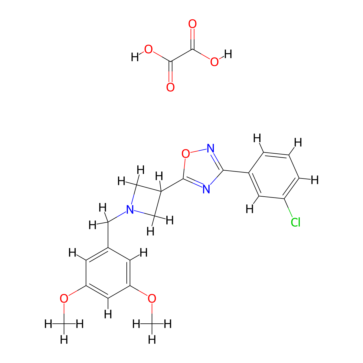 3-(3-Chlorophenyl)-5-(1-(3,5-dimethoxybenzyl)azetidin-3-yl)-1,2,4-oxadiazole oxalate molecular structure, CAS 1351596-59-2
