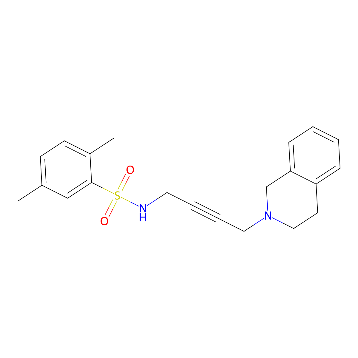 N-(4-(3,4-dihydroisoquinolin-2(1H)-yl)but-2-yn-1-yl)-2,5-dimethylbenzenesulfonamide molecular structure, CAS 1351596-60-5