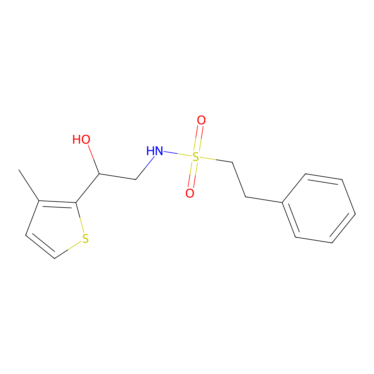 N-(2-hydroxy-2-(3-methylthiophen-2-yl)ethyl)-2-phenylethanesulfonamide molecular structure, CAS 1351596-61-6