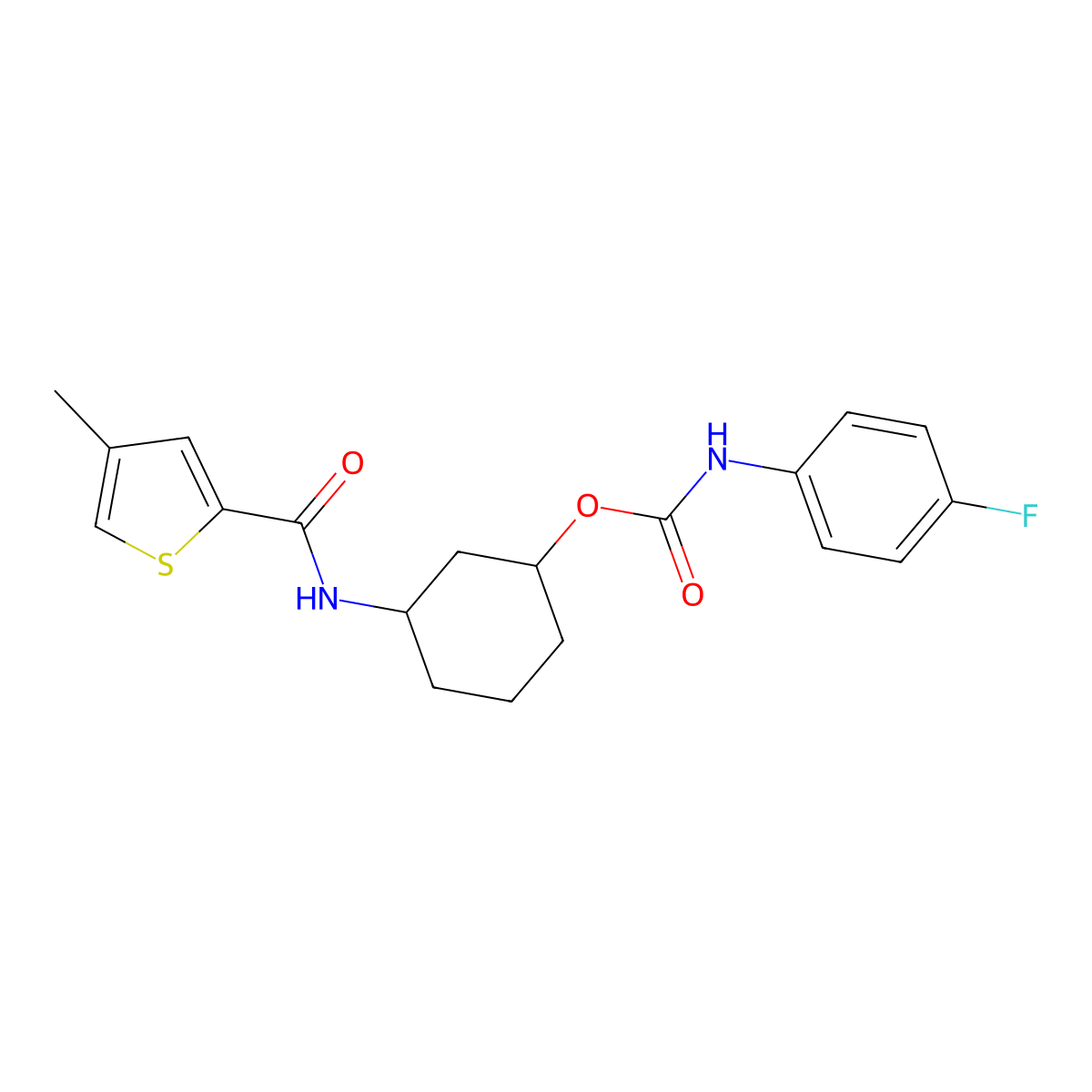 3-(4-Methylthiophene-2-carboxamido)cyclohexyl (4-fluorophenyl)carbamate molecular structure, CAS 1351596-69-4