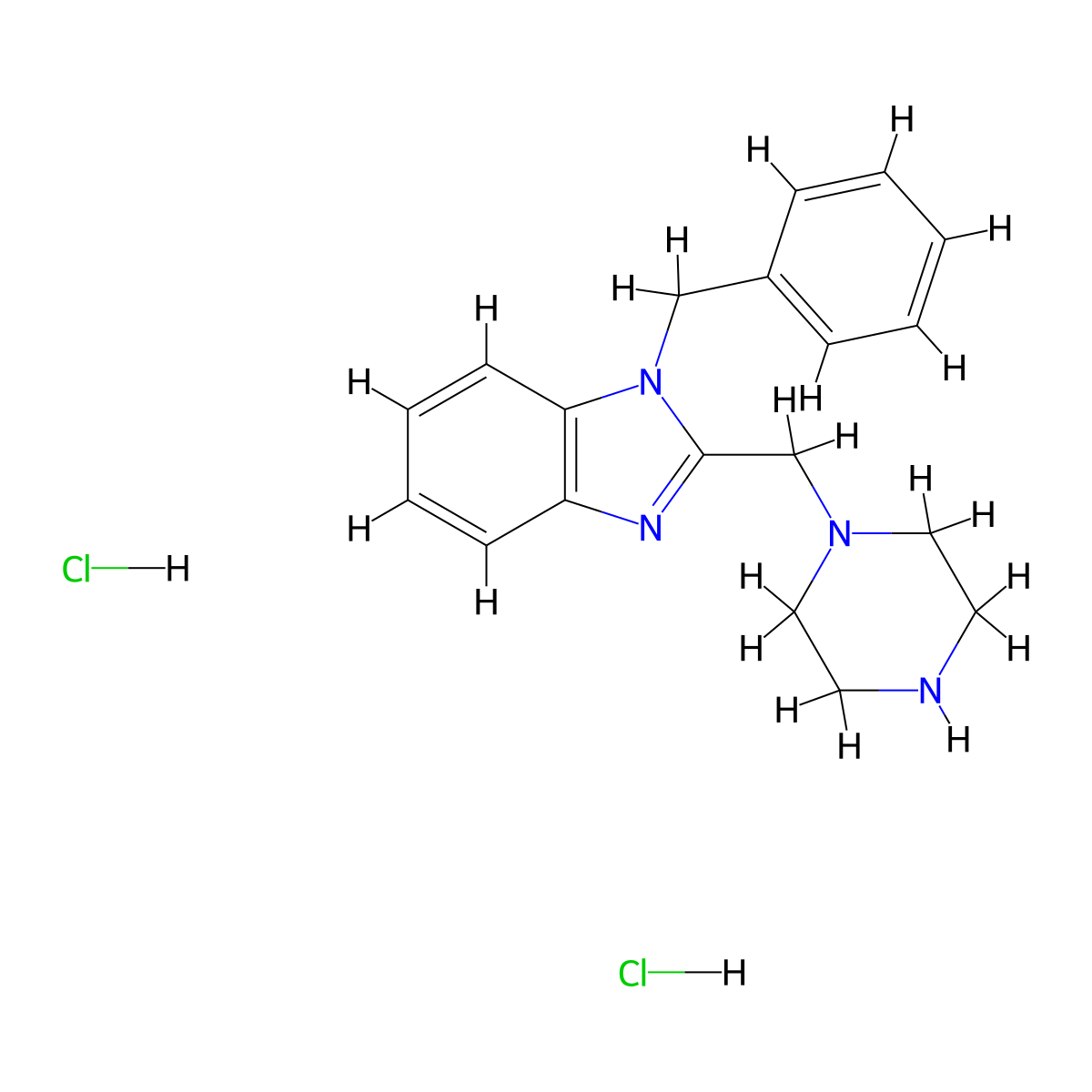 1-benzyl-2-(piperazin-1-ylmethyl)-1H-benzo[d]imidazole dihydrochloride molecular structure, CAS 1351596-73-0