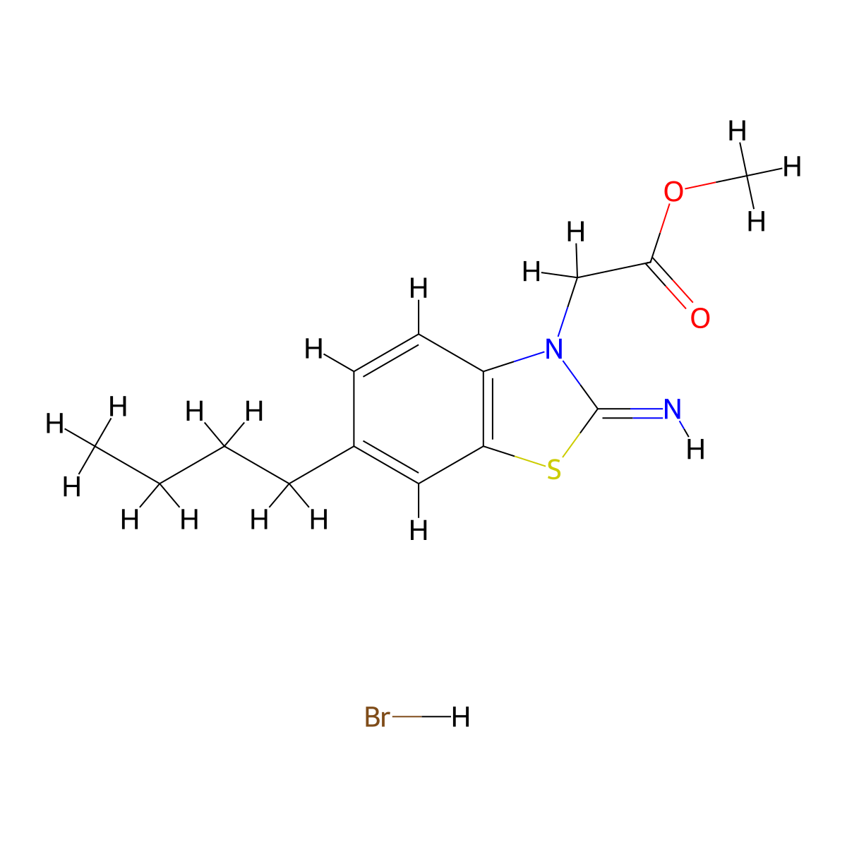 methyl 2-(6-butyl-2-iminobenzo[d]thiazol-3(2H)-yl)acetate hydrobromide molecular structure, CAS 1351596-78-5
