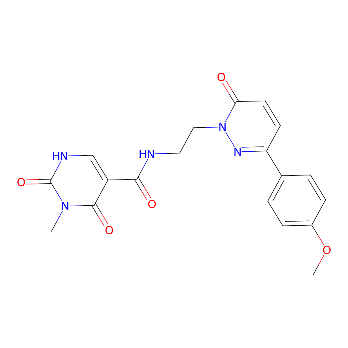 N-(2-(3-(4-methoxyphenyl)-6-oxopyridazin-1(6H)-yl)ethyl)-3-methyl-2,4-dioxo-1,2,3,4-tetrahydropyrimidine-5-carboxamide molecular structure, CAS 1351596-95-6