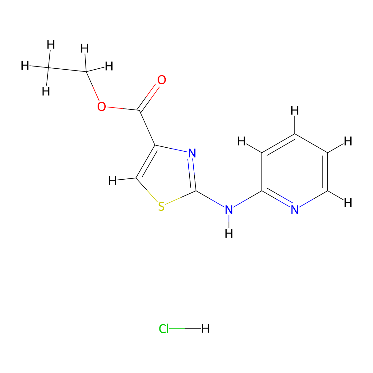 Ethyl 2-(pyridin-2-ylamino)thiazole-4-carboxylate hydrochloride molecular structure, CAS 1351597-01-7