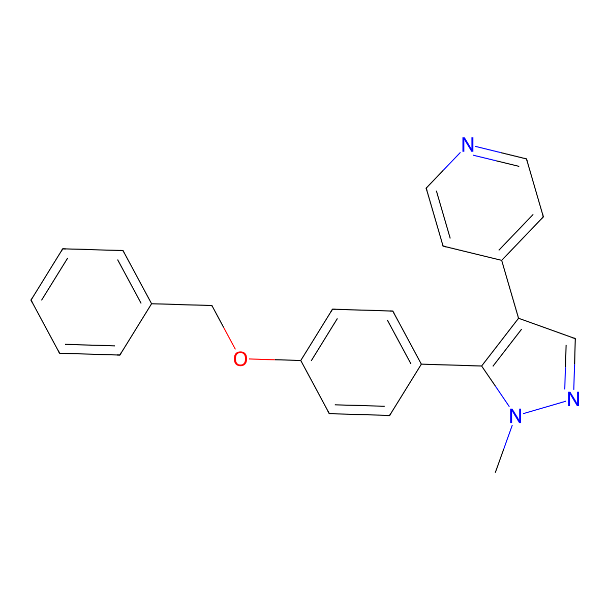 4-{5-[4-(benzyloxy)phenyl]-1-methyl-1H-pyrazol-4-yl}pyridine molecular structure, CAS 1351597-28-8