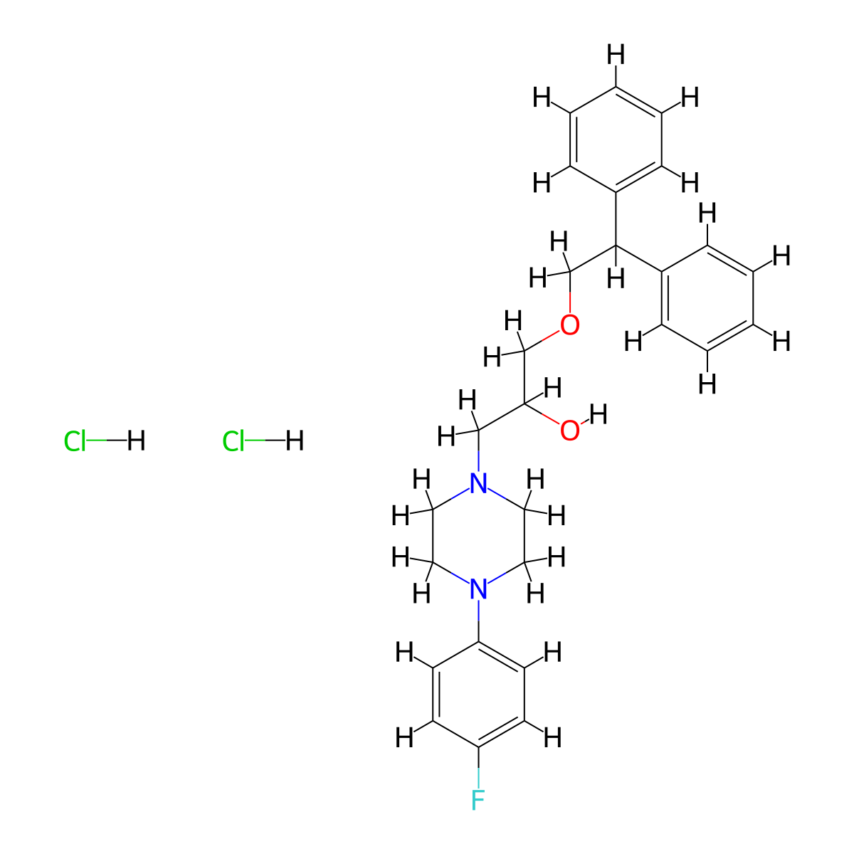 1-(2,2-Diphenylethoxy)-3-[4-(4-fluorophenyl)piperazin-1-YL]propan-2-OL dihydrochloride molecular structure, CAS 1351597-30-2