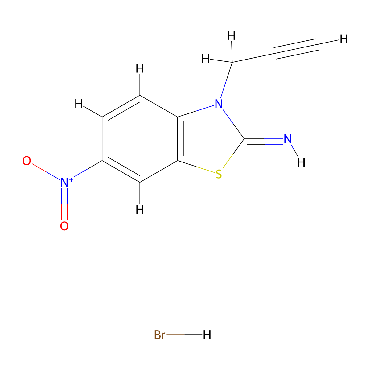 6-nitro-3-(prop-2-yn-1-yl)benzo[d]thiazol-2(3H)-imine hydrobromide molecular structure, CAS 1351597-37-9
