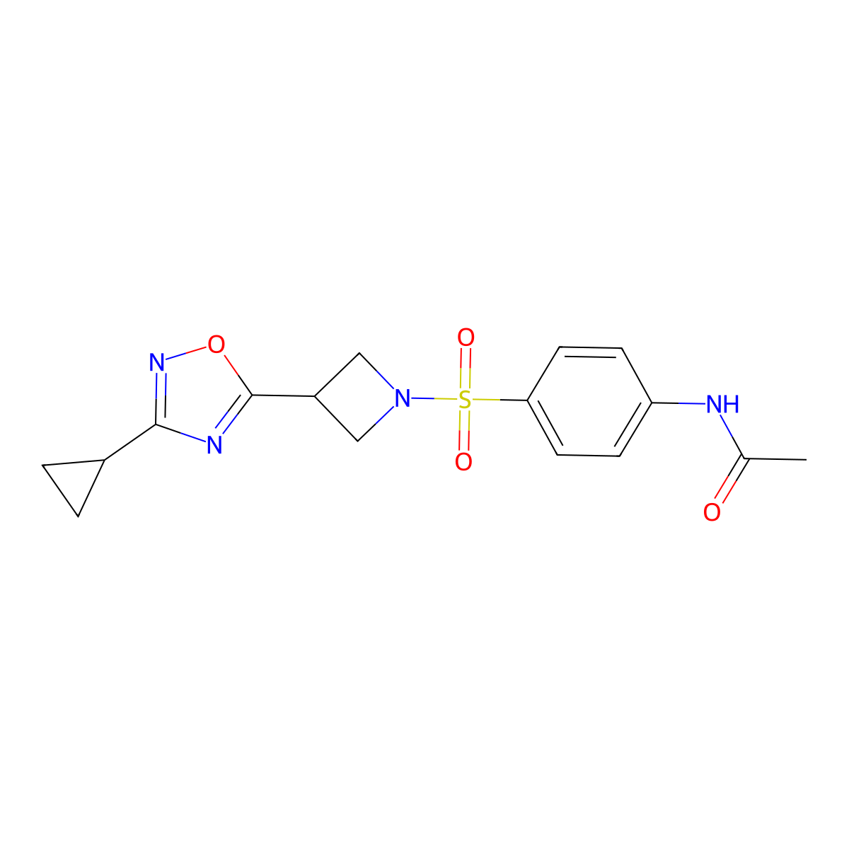 N-(4-{[3-(3-cyclopropyl-1,2,4-oxadiazol-5-yl)azetidin-1-yl]sulfonyl}phenyl)acetamide molecular structure, CAS 1351597-46-0