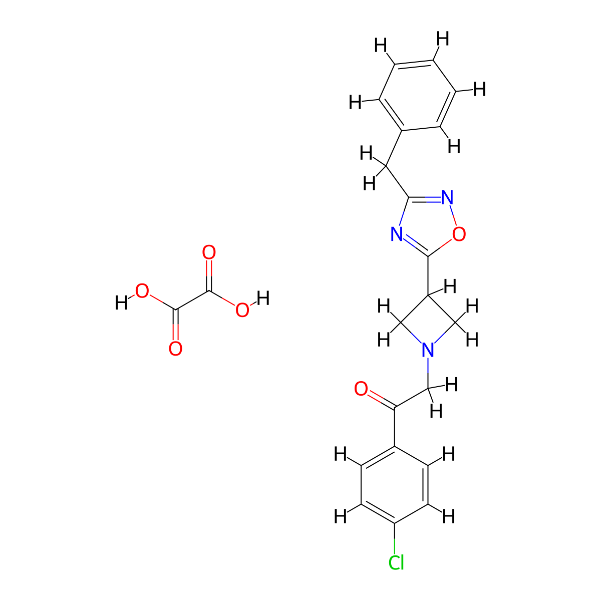 2-(3-(3-Benzyl-1,2,4-oxadiazol-5-yl)azetidin-1-yl)-1-(4-chlorophenyl)ethanone oxalate molecular structure, CAS 1351597-51-7