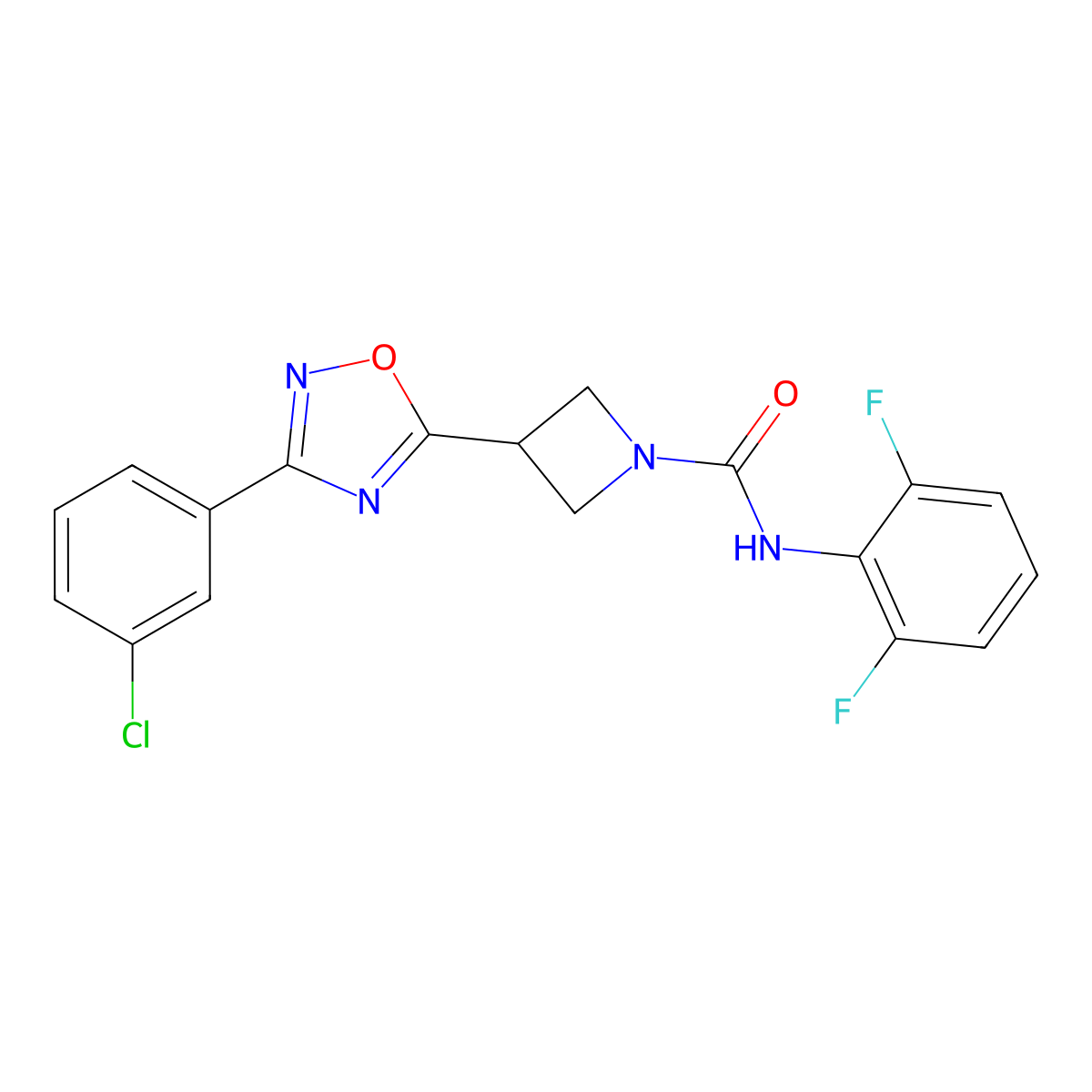 3-[3-(3-chlorophenyl)-1,2,4-oxadiazol-5-yl]-N-(2,6-difluorophenyl)azetidine-1-carboxamide molecular structure, CAS 1351597-53-9