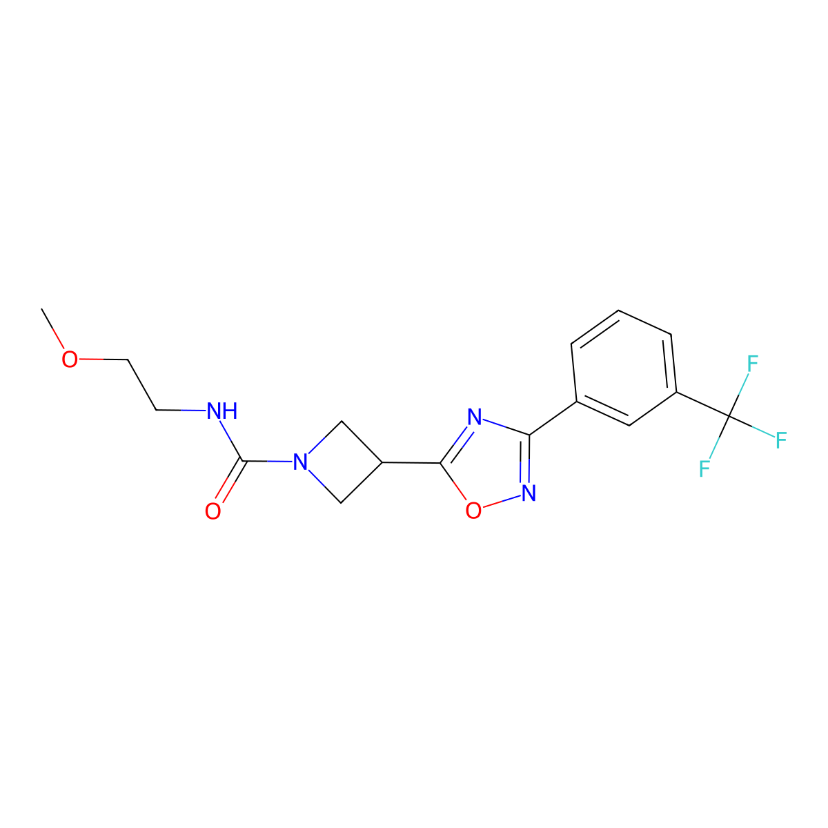 N-(2-methoxyethyl)-3-{3-[3-(trifluoromethyl)phenyl]-1,2,4-oxadiazol-5-yl}azetidine-1-carboxamide molecular structure, CAS 1351597-55-1