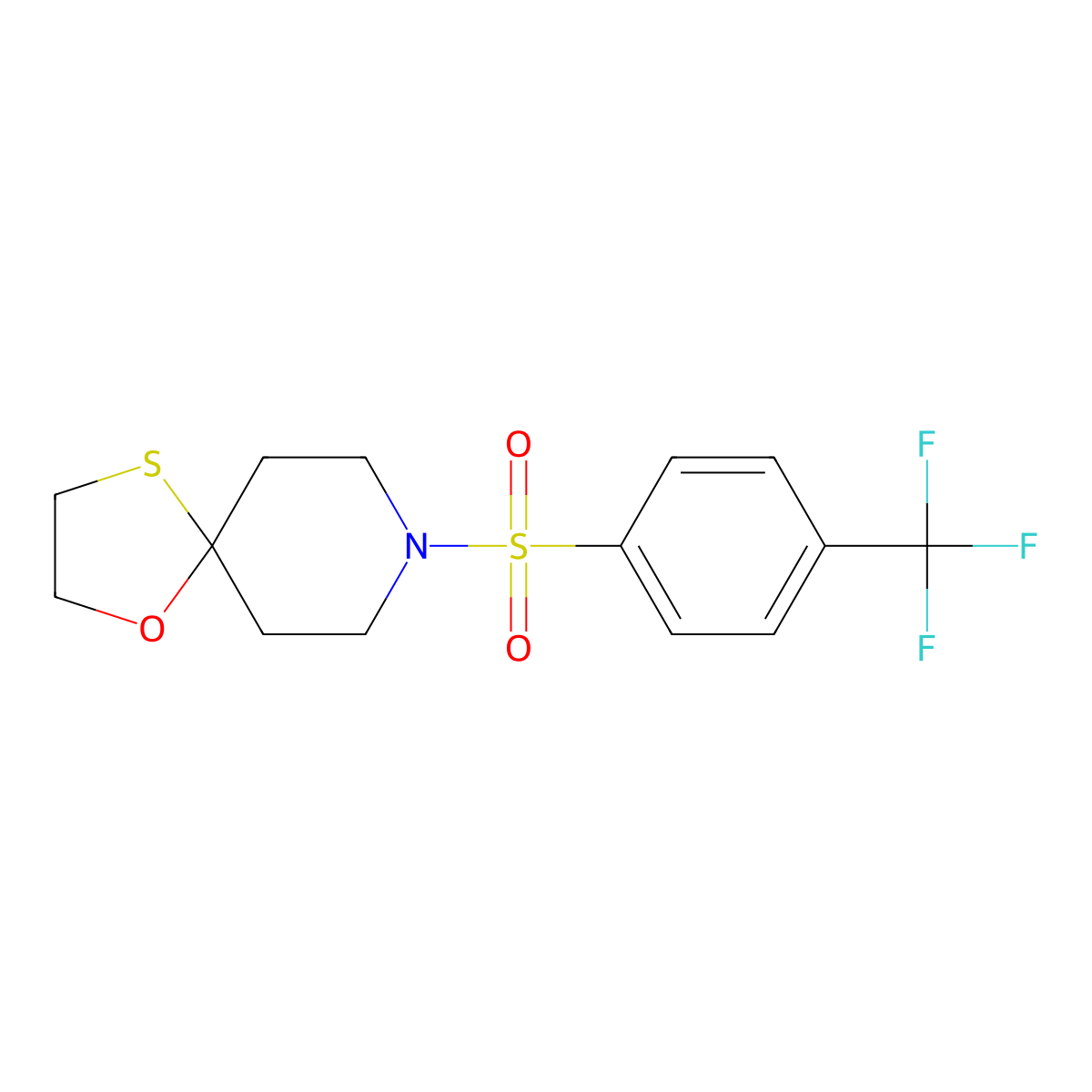 8-((4-(Trifluoromethyl)phenyl)sulfonyl)-1-oxa-4-thia-8-azaspiro[4.5]decane molecular structure, CAS 1351597-59-5