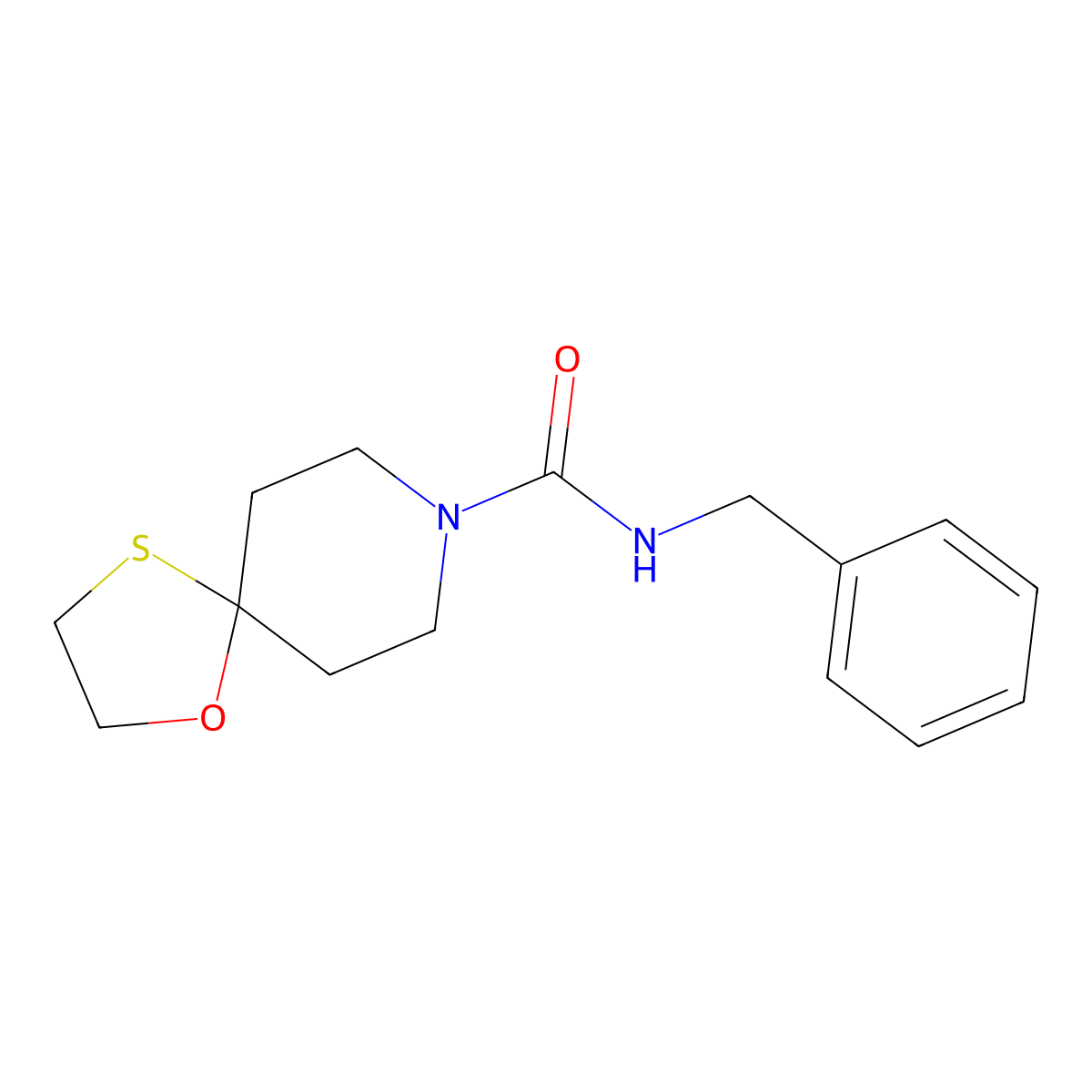 N-benzyl-1-oxa-4-thia-8-azaspiro[4.5]decane-8-carboxamide molecular structure, CAS 1351597-61-9