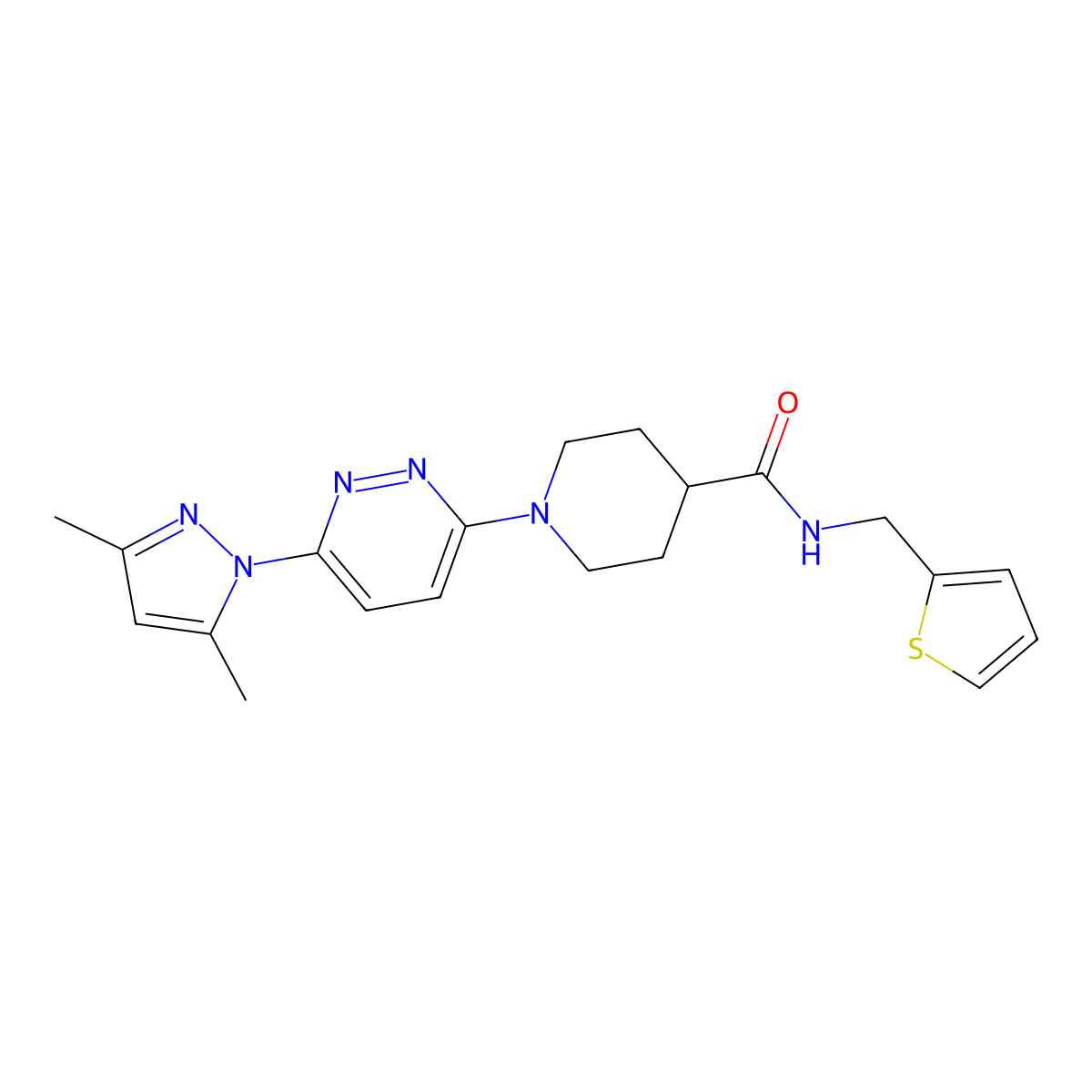 1-(6-(3,5-dimethyl-1H-pyrazol-1-yl)pyridazin-3-yl)-N-(thiophen-2-ylmethyl)piperidine-4-carboxamide molecular structure, CAS 1351597-64-2