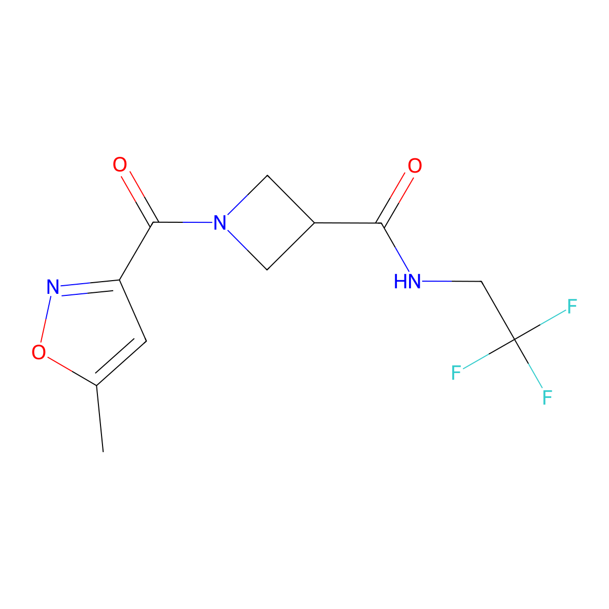 1-(5-methylisoxazole-3-carbonyl)-N-(2,2,2-trifluoroethyl)azetidine-3-carboxamide molecular structure, CAS 1351597-65-3