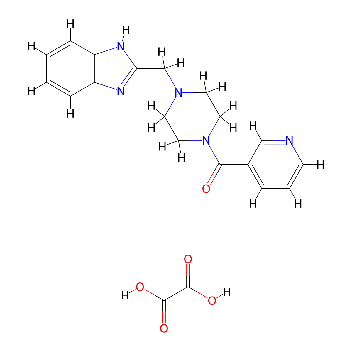 (4-((1H-benzo[d]imidazol-2-yl)methyl)piperazin-1-yl)(pyridin-3-yl)methanone oxalate molecular structure, CAS 1351597-78-8