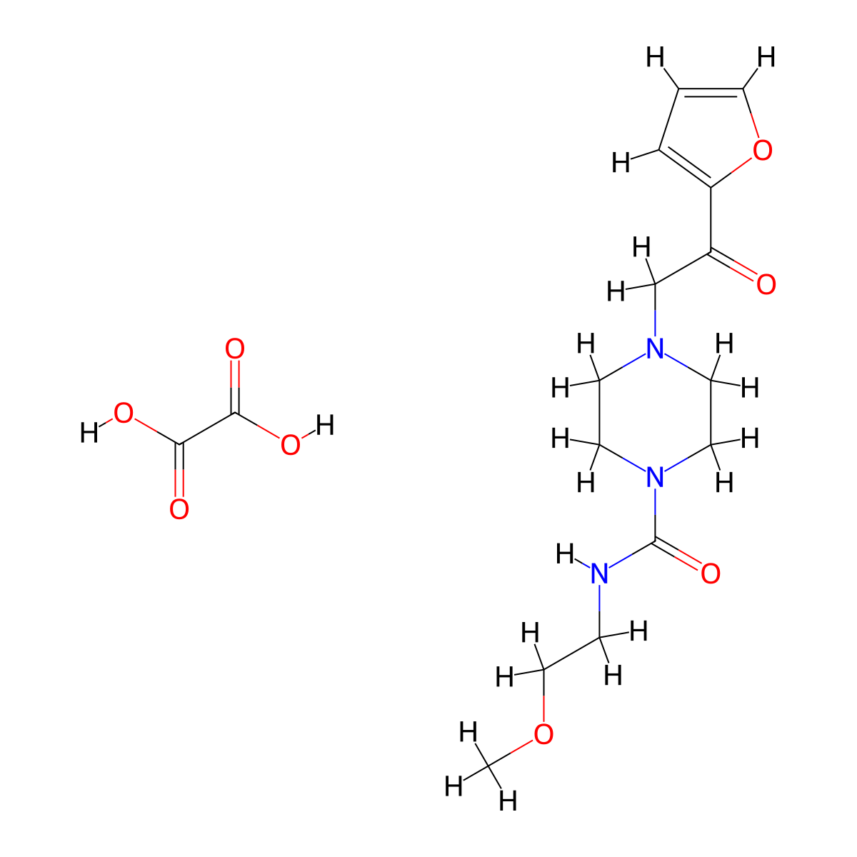 4-(2-(furan-2-yl)-2-oxoethyl)-N-(2-methoxyethyl)piperazine-1-carboxamide oxalate molecular structure, CAS 1351597-84-6